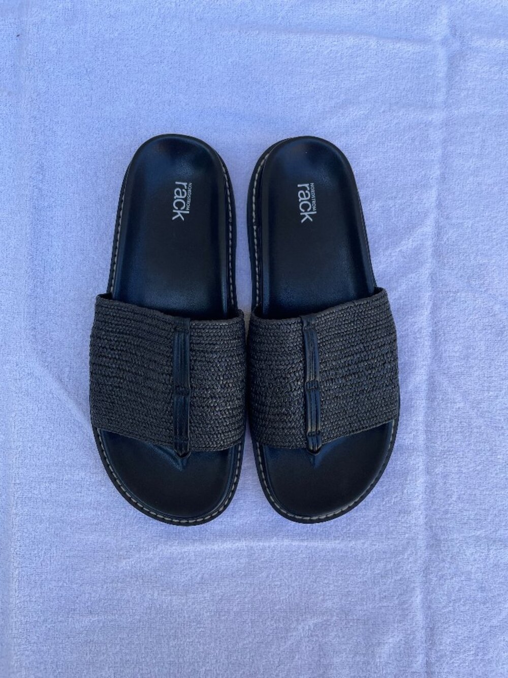 Black Woven Slides